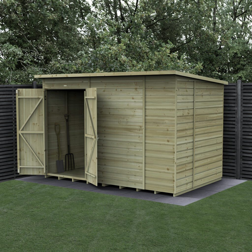 Beckwood 10×6 Pent Shed – No Windows – Double Door 5013053204009 2